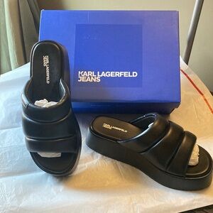 Karl Lagerfeld Black Wedge Sandals